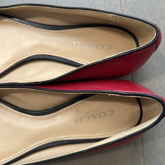 COACH Red Ballet Flats with Bow - Picture 3 of 7